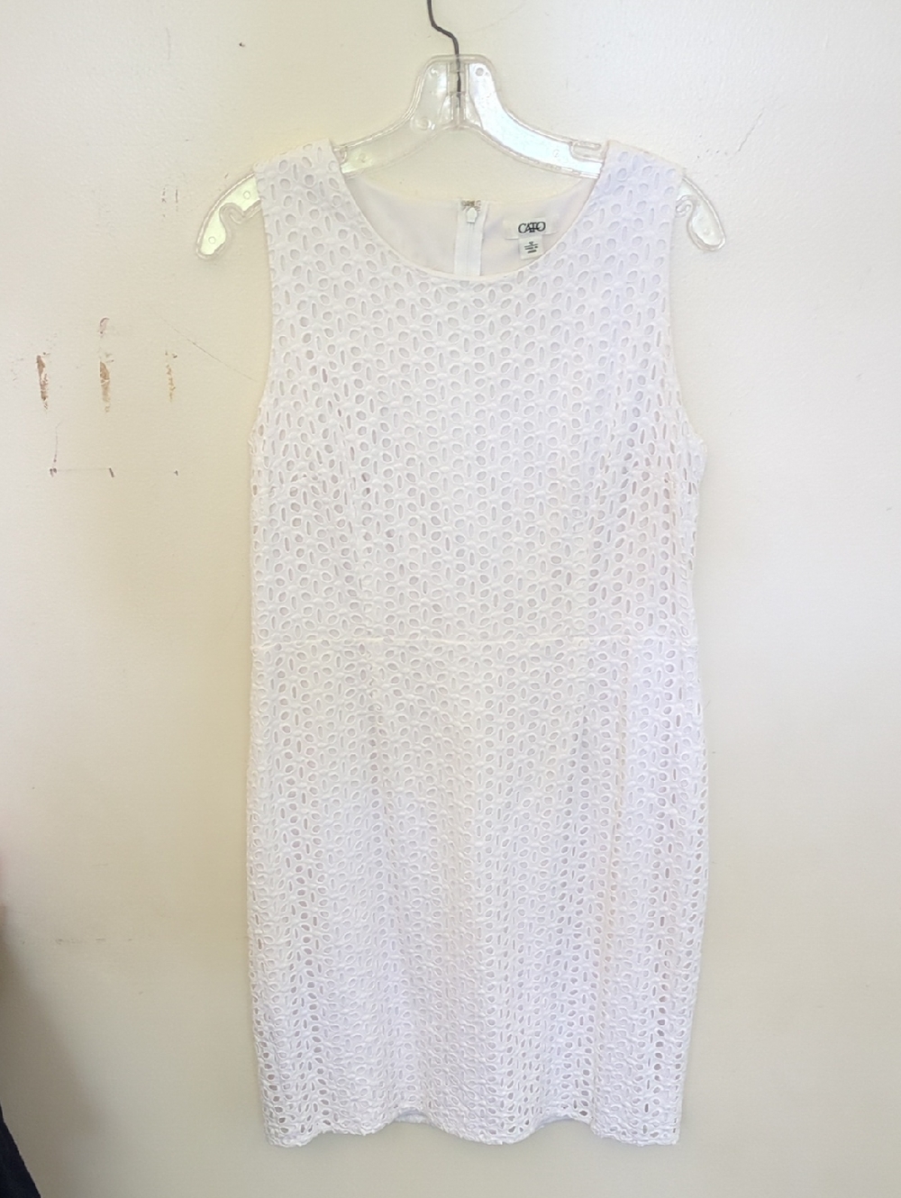 Cato Vintage Y2K White Eyelet Lace Sheath Dress 12 Americana Bridal Shower LWD